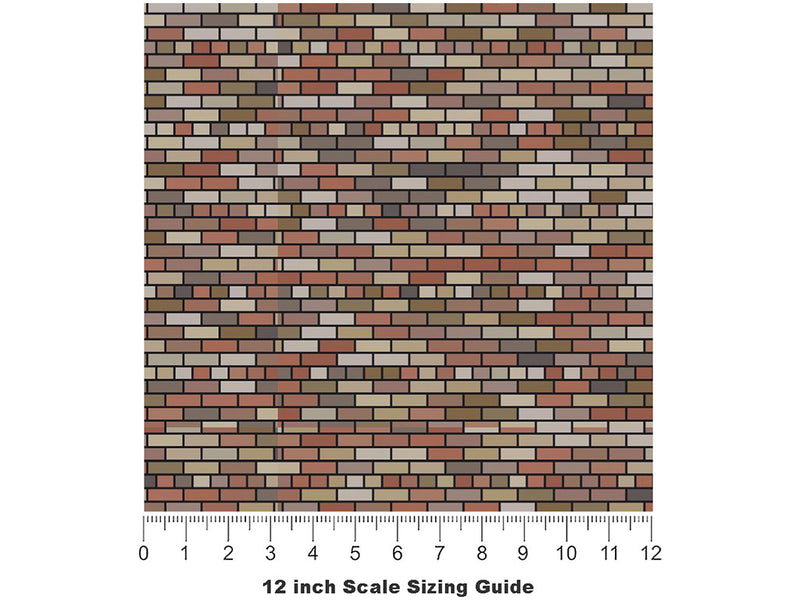 Russet  Brick Vinyl Film Pattern Size 12 inch Scale~Rwraps Russet  Brick Sizing Chart~3
