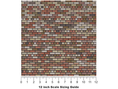Russet  Brick Vinyl Film Pattern Size 12 inch Scale~Rwraps Russet  Brick Sizing Chart~3