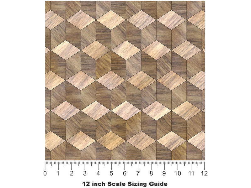 Rustic  Wooden Parquet Vinyl Film Pattern Size 12 inch Scale~Rwraps Rustic  Wooden Parquet Sizing Chart~3
