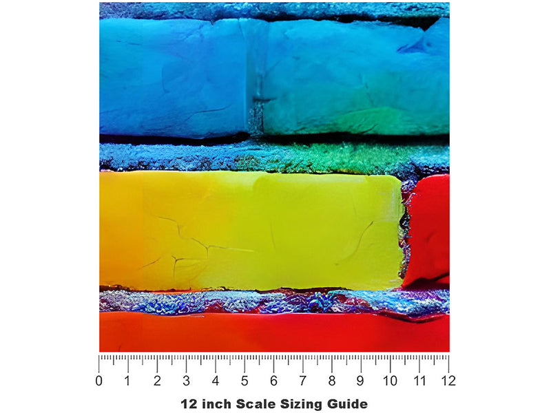Rusticated  Brick Vinyl Film Pattern Size 12 inch Scale~Rwraps Rusticated  Brick Sizing Chart~3