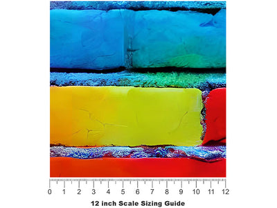 Rusticated  Brick Vinyl Film Pattern Size 12 inch Scale~Rwraps Rusticated  Brick Sizing Chart~3