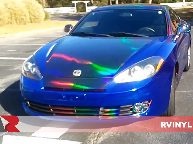 Rwraps 2008 Hyundai Tiburon Front With Black Holographic Chrome Vinyl