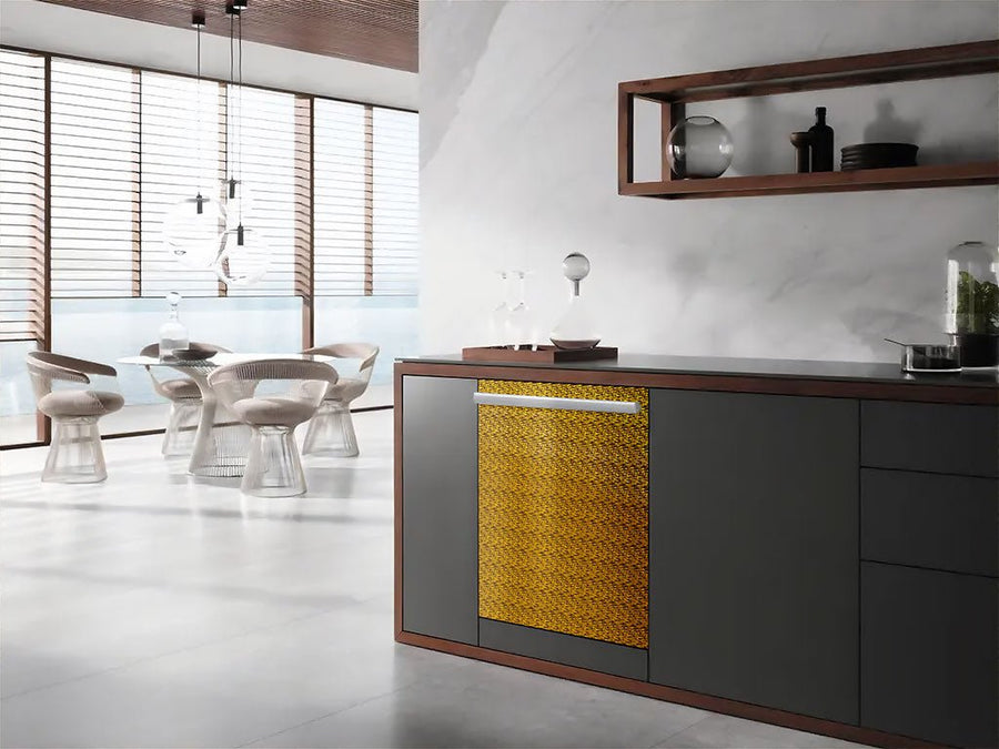 Rwraps™ 3D Carbon Fiber Gold (Digital) Wrapped Dishwasher Example