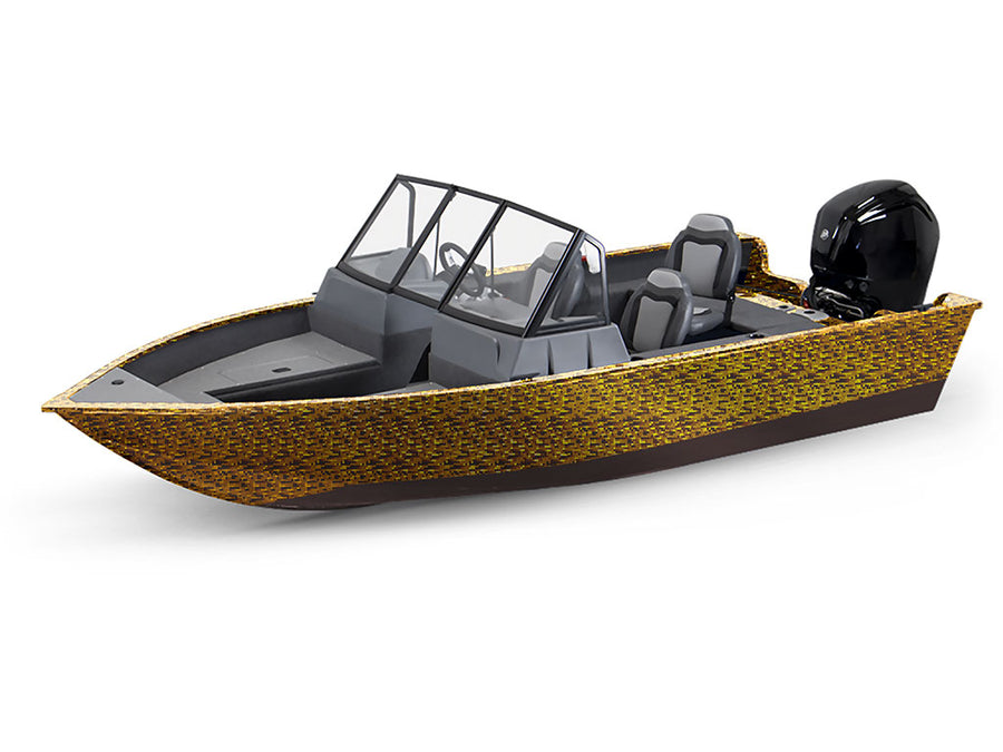 Rwraps 3D Carbon Fiber Gold (Digital) Modified-V Hull DIY Fishing Boat Wrap
