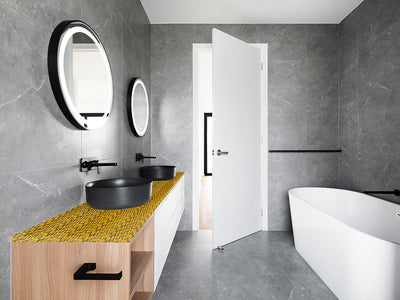 Rwraps™ 3D Carbon Fiber Gold (Digital) Bathroom Countertop Wraps