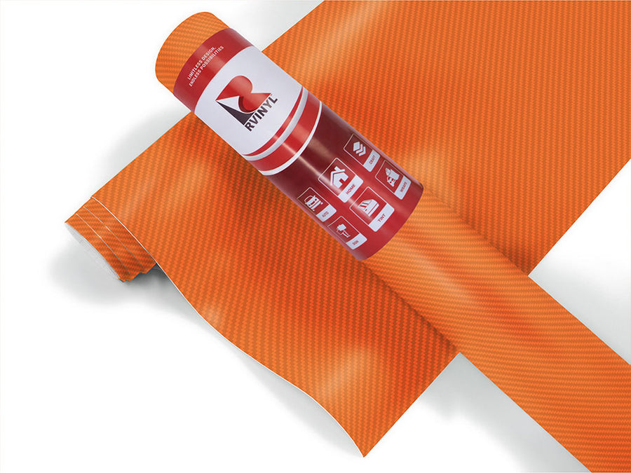 Rwraps 3D Carbon Fiber Orange Car Wrap Color Film