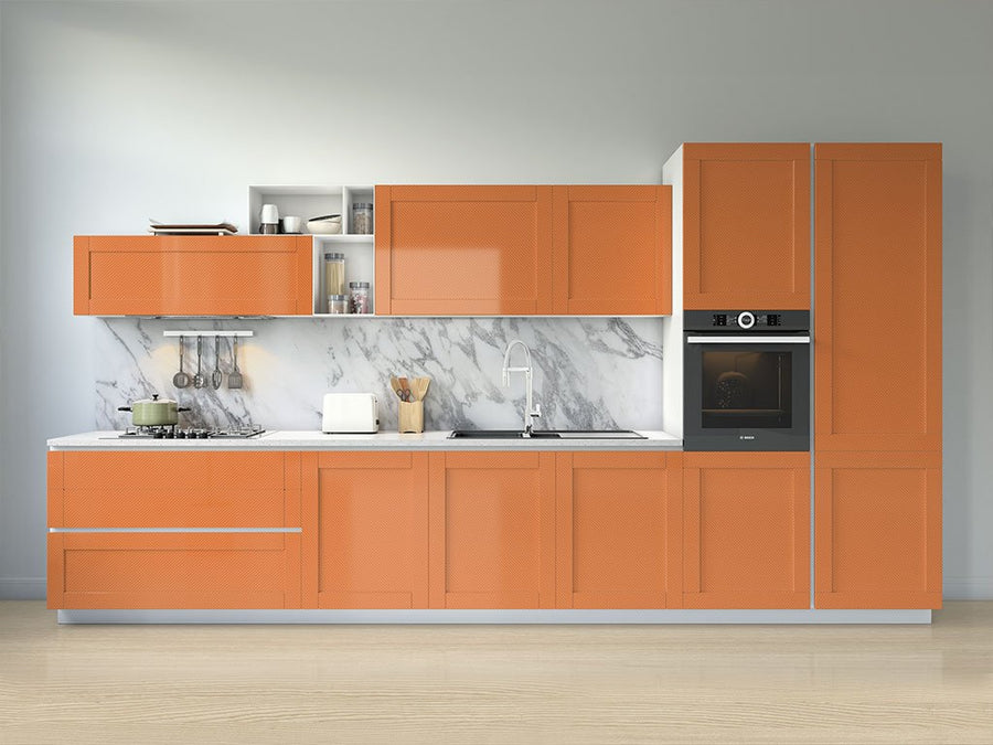 Rwraps™ 3D Carbon Fiber Orange Kitchen Cabinet Wraps