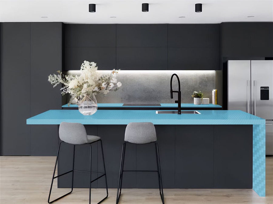 Rwraps™ 3D Carbon Fiber Blue (Sky) Kitchen Countertop Wraps