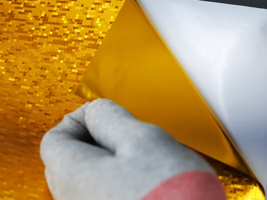 Rwraps Gold Carbon Fiber Vinyl Film~3D Gold Digital Carbon Fiber Film Liner Vinyl~1