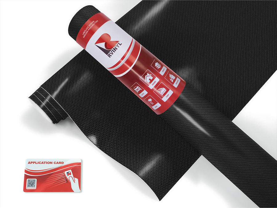 Rwraps 4D Black Carbon Fiber Vinyl Roll With Application Card