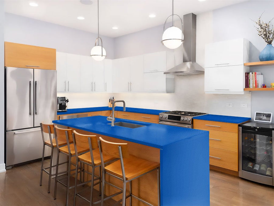 Rwraps 4D Carbon Fiber Blue Custom Kitchen Counter Wraps