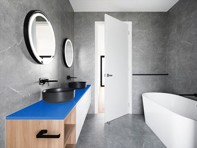 Rwraps™ 5D Carbon Fiber Epoxy Blue Bathroom Countertop Wraps