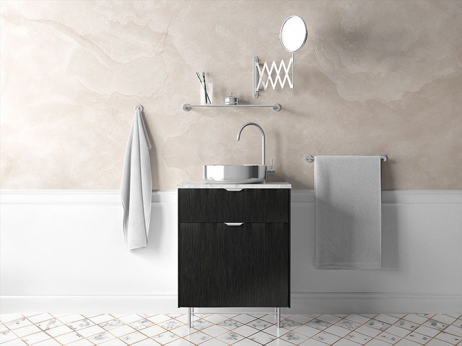 Rwraps™ Brushed Aluminum Black Bathroom Cabinet Wraps