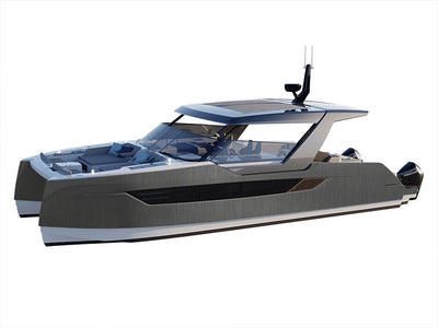 Rwraps Brushed Aluminum Black Catamaran Dual-Hull Vinyl Film Wraps