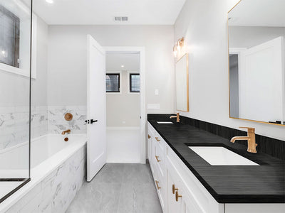 Rwraps Brushed Aluminum Black DIY Built-In Bathroom Countertop Wraps