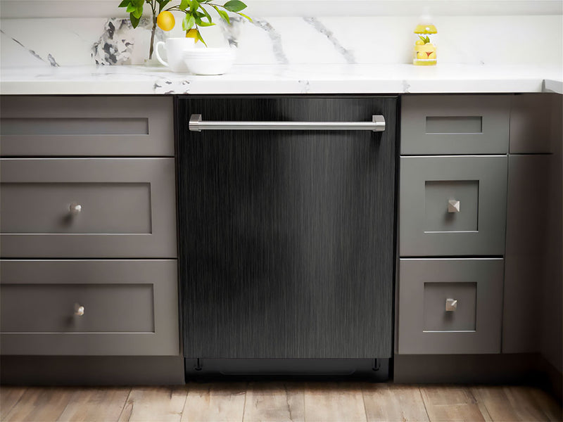 Rwraps™ Brushed Aluminum Black Dishwasher Wraps
