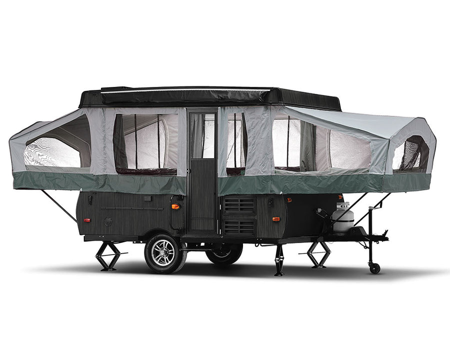 Rwraps Brushed Aluminum Black Pop-Up Camper