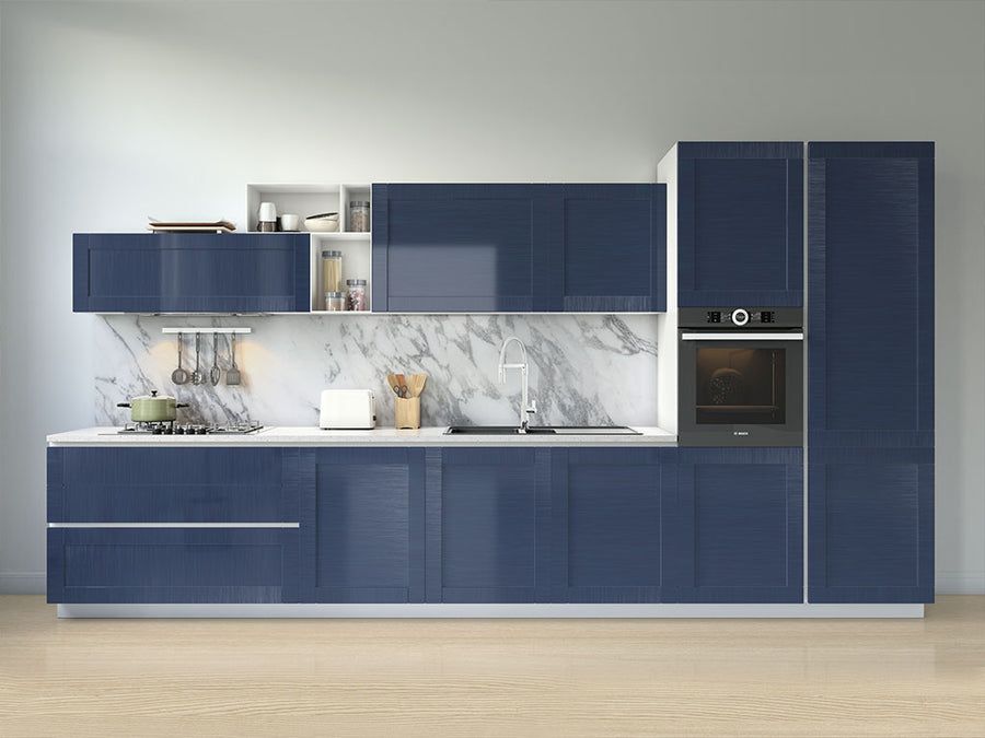 Rwraps™ Brushed Aluminum Blue Kitchen Cabinet Wraps