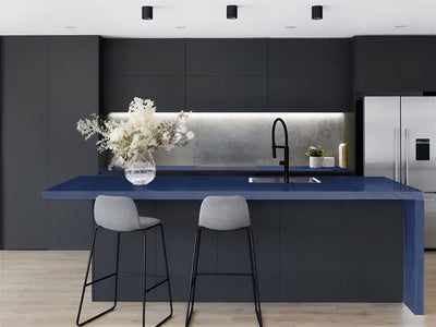 Rwraps™ Brushed Aluminum Blue Kitchen Countertop Wraps