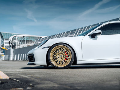 Rwraps™ Brushed Aluminum Gold Wrapped Rim Example
