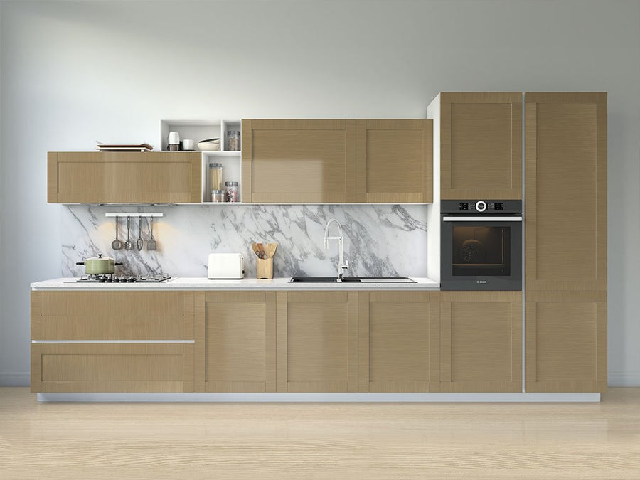 Rwraps™ Brushed Aluminum Gold Kitchen Cabinet Wraps