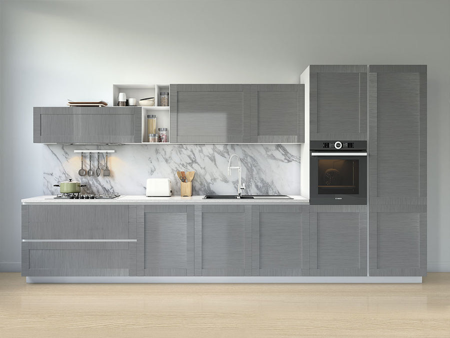 Rwraps™ Brushed Aluminum Gray Kitchen Cabinet Wraps