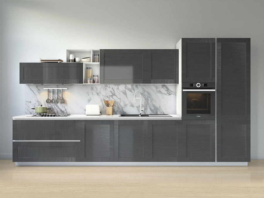 Rwraps™ Brushed Aluminum Gunmetal Kitchen Cabinet Wraps