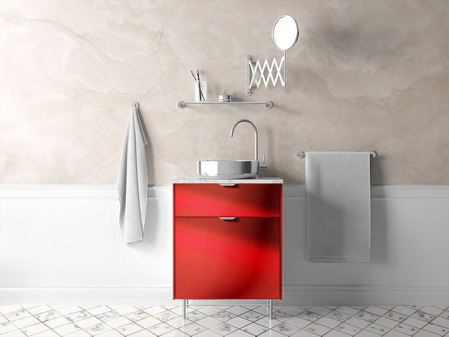 Rwraps™ Chrome Red Bathroom Cabinet Wraps