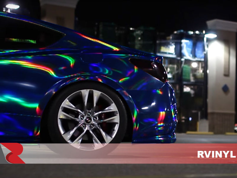 Rwraps Rear Holgraphic Neo Chrome Blue Wrap