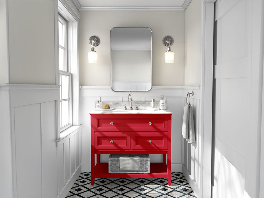 Rwraps Gloss Carmine Red DIY Bathroom Cabinet Wraps