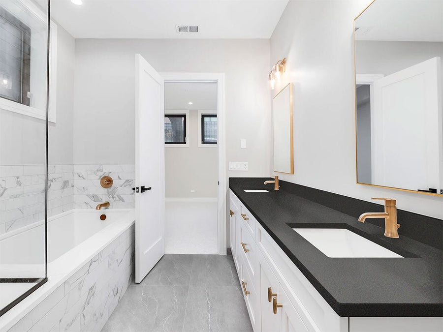 Rwraps Gloss Metallic Black DIY Built-In Bathroom Countertop Wraps