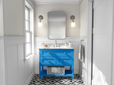 Rwraps Gloss Metallic Blue DIY Bathroom Cabinet Wraps