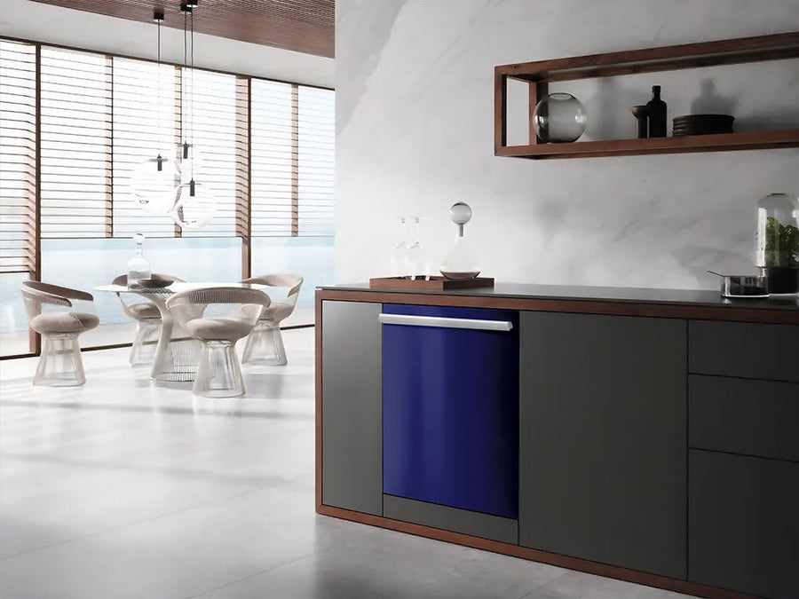 Rwraps™ Gloss Metallic Blueberry Wrapped Dishwasher Example