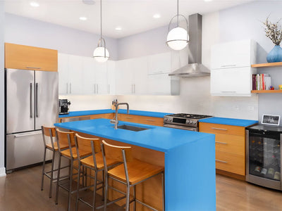 Rwraps Gloss Metallic Bright Blue Custom Kitchen Counter Wraps