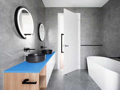 Rwraps™ Gloss Metallic Bright Blue Bathroom Countertop Wraps