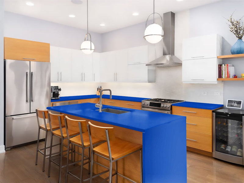 Rwraps Gloss Metallic Dark Blue Custom Kitchen Counter Wraps