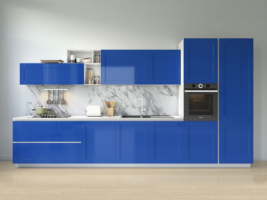 Rwraps™ Gloss Metallic Dark Blue Kitchen Cabinet Wraps