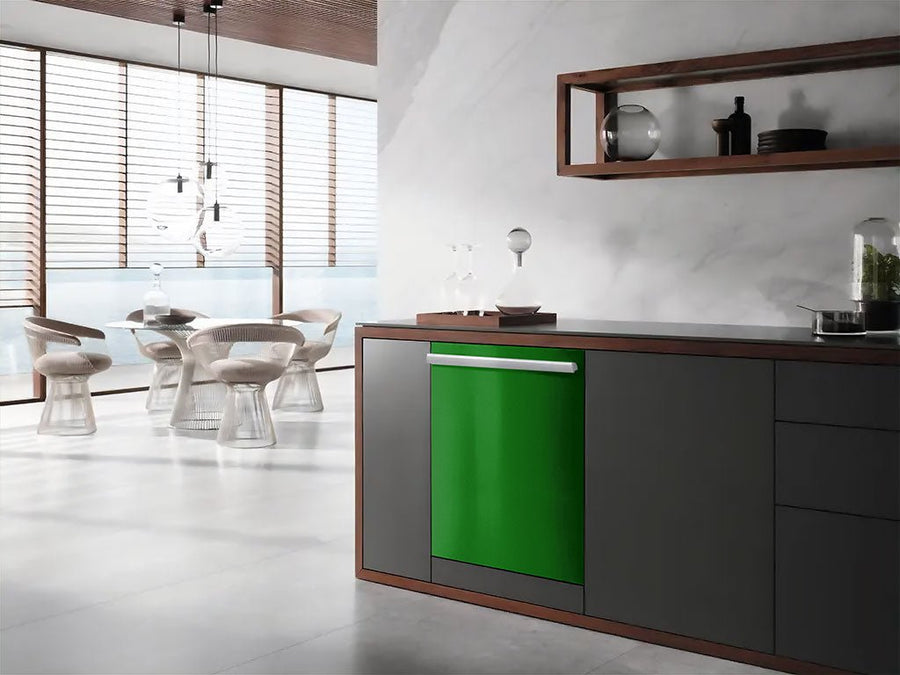 Rwraps™ Gloss Metallic Dark Green Wrapped Dishwasher Example