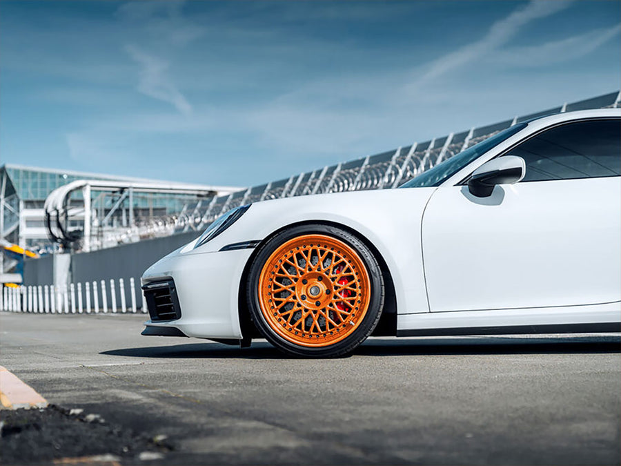 Rwraps™ Gloss Metallic Fire Orange Wrapped Rim Example
