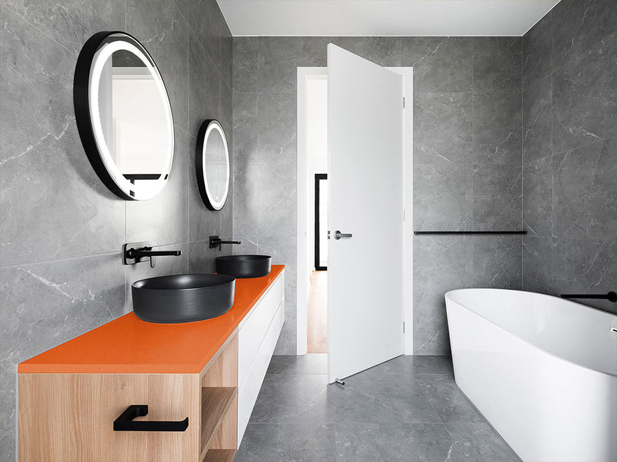 Rwraps™ Gloss Metallic Fire Orange Bathroom Countertop Wraps
