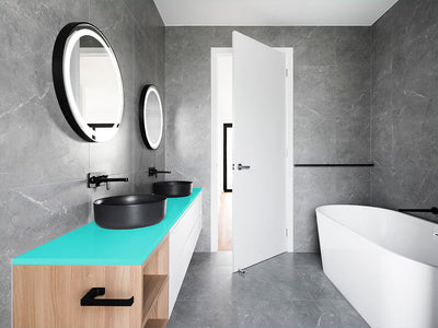 Rwraps™ Gloss Metallic Lake Blue Bathroom Countertop Wraps