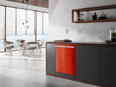 Rwraps™ Gloss Metallic Orange Wrapped Dishwasher Example