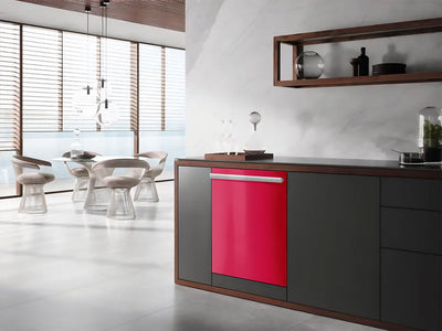 Rwraps™ Gloss Metallic Rose Red Wrapped Dishwasher Example