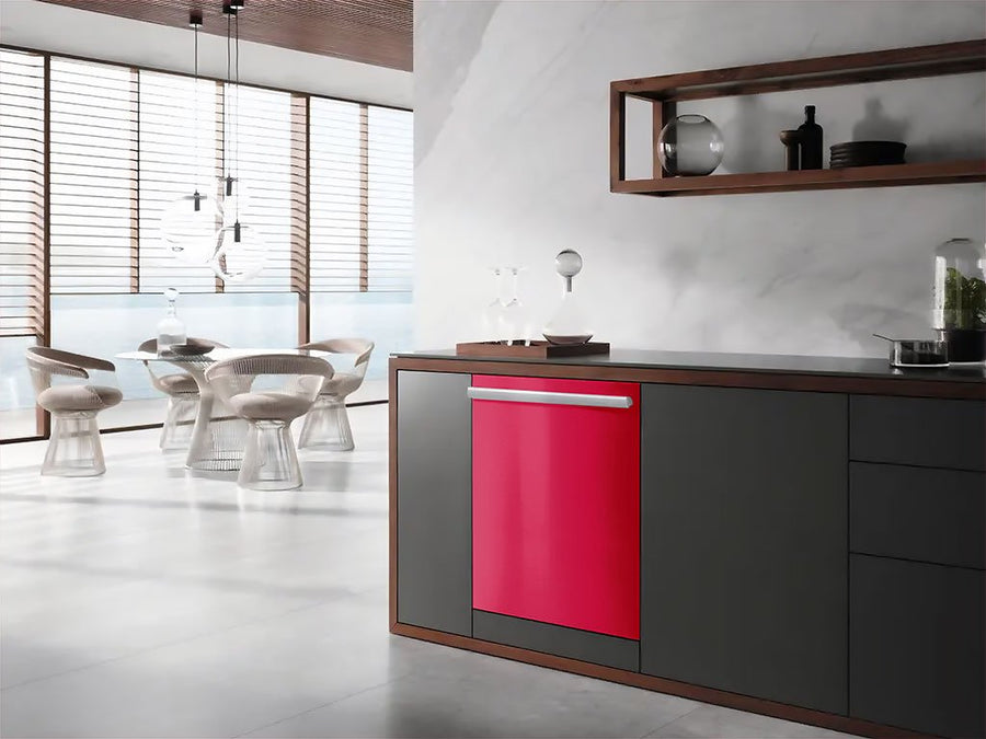 Rwraps™ Gloss Metallic Rose Red Wrapped Dishwasher Example