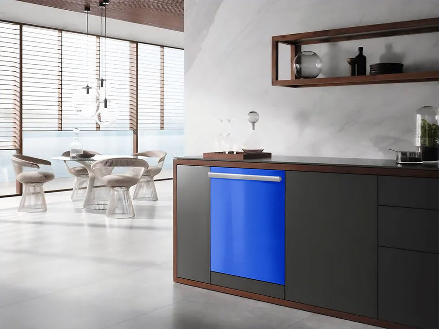 Rwraps™ Gloss Metallic Sapphire Wrapped Dishwasher Example