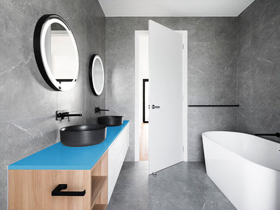 Rwraps™ Gloss Metallic Sea Blue Bathroom Countertop Wraps