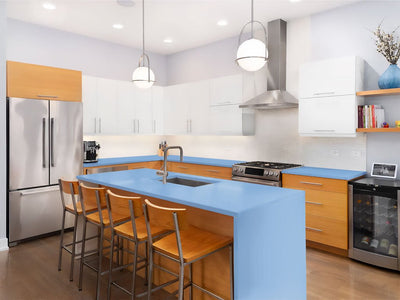 Rwraps Gloss Metallic Sky Blue Custom Kitchen Counter Wraps