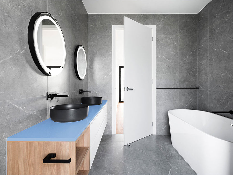 Rwraps™ Gloss Metallic Sky Blue Bathroom Countertop Wraps