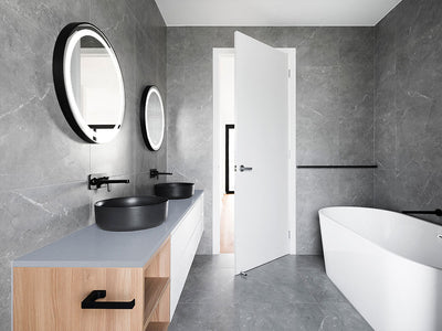 Rwraps™ Gloss Metallic Titanium Gray Bathroom Countertop Wraps