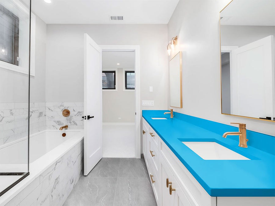 Rwraps Gloss Sea Blue DIY Built-In Bathroom Countertop Wraps